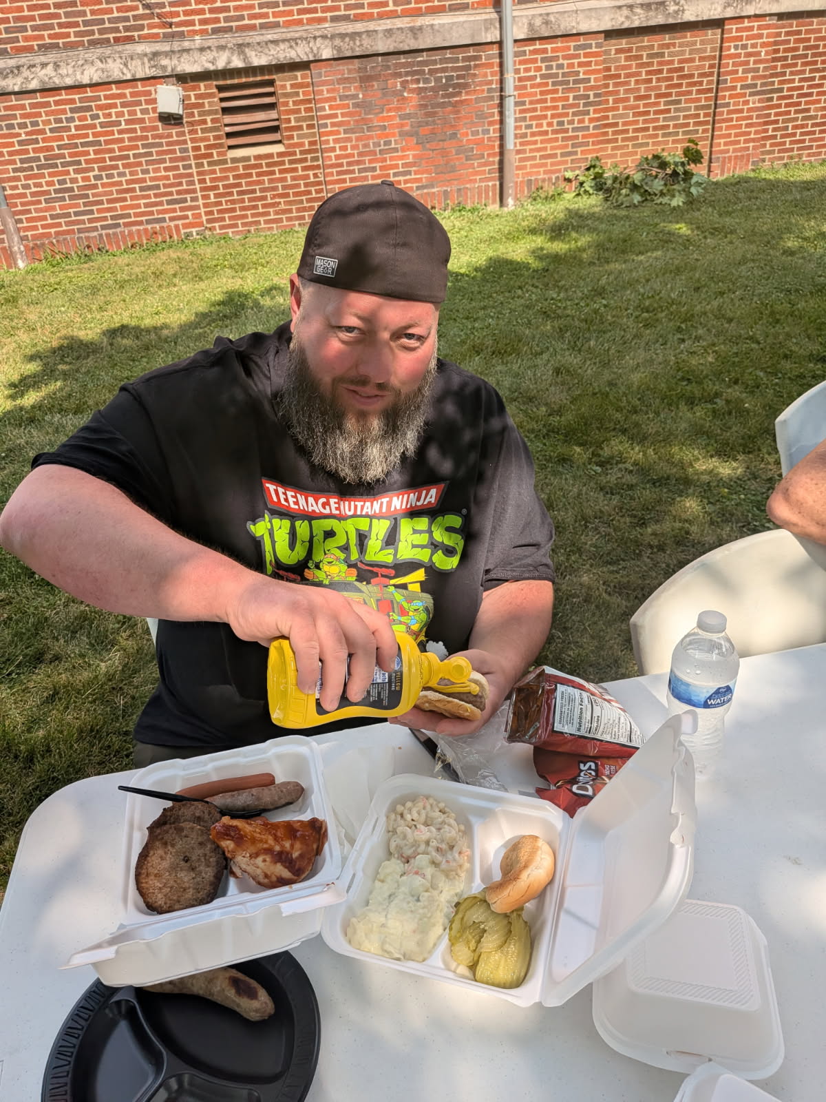 Refreshments and a meal spread laid out for the gathering